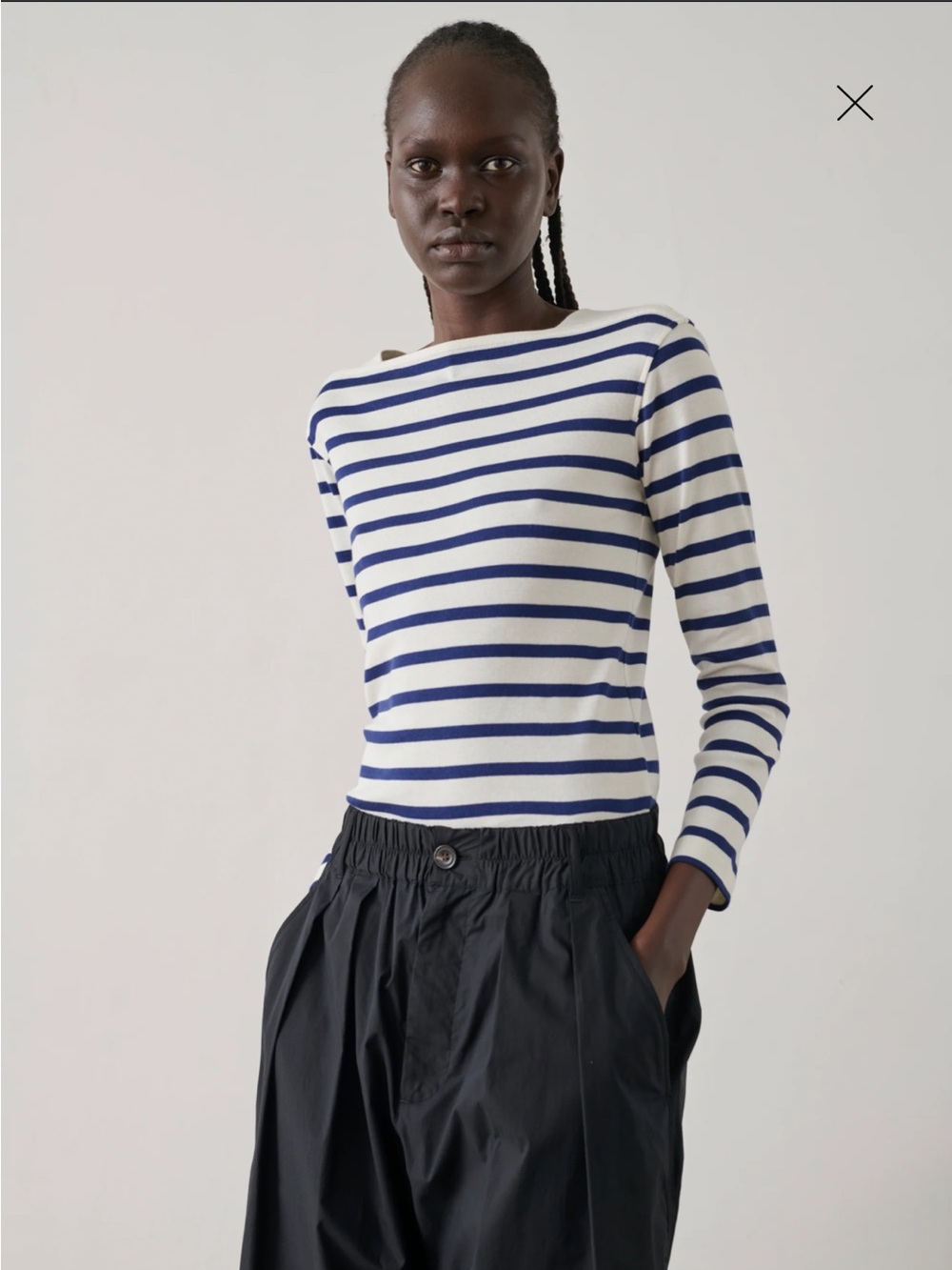 Soeur Paris Katy Navy Blue White Breton Stripe Cotton Long Sleeve Shirt EU36/US4 - Picture 12 of 12